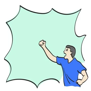 Man shouting on copy space illustration vector hand drawn isolated Stock Illustration