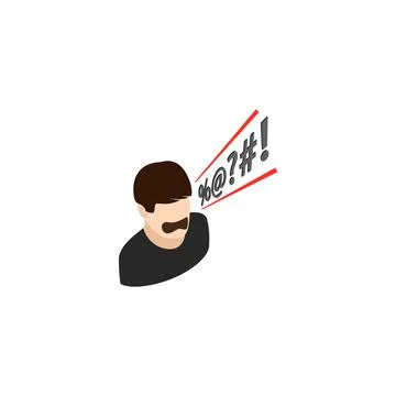 Man shouting curses icon, isometric 3d style Illustrazione stock