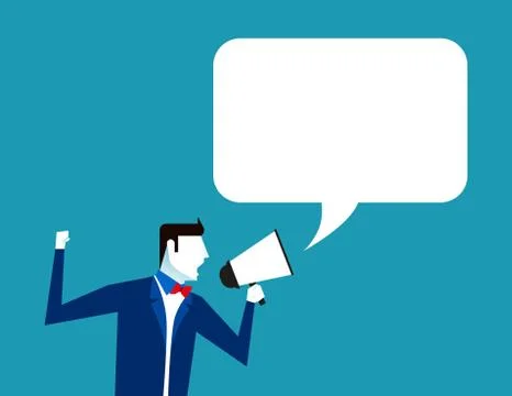 Man shouting loudly using megaphone Illustrazione stock