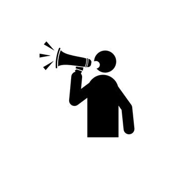 Man shouting in megaphone icon Stock Illustration