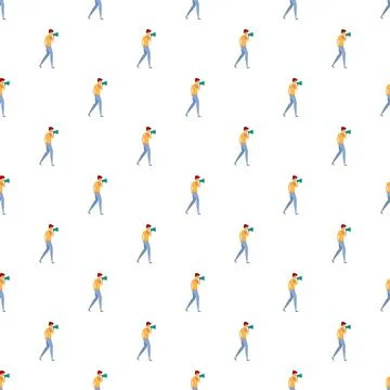 Man shouting into megaphone a seamless pattern Stock Illustration