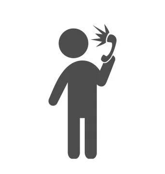 Man with shouting phone flat icon pictogram isolated on white Stock Illustration