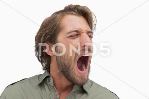Man shouting in a shirt Stock Photos
