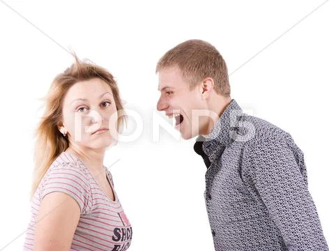 The man shouts at the woman Stock Photos