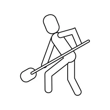Man shovel digging work construction outline Stock Illustration