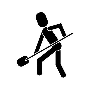 Man shovel digging work construction pictogram Stock Illustration