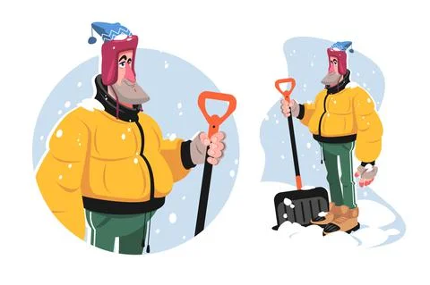 Man with shovel tool Stock Illustration