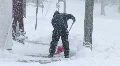 Man Shoveling Snow HD Footage
