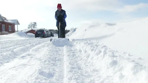 Man Shoveling Snow Stock Footage 48307134