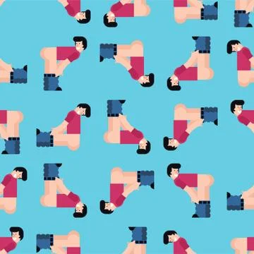 Man show ass pattern seamless. Kiss my ass background. guy took off his pants Illustrazione stock