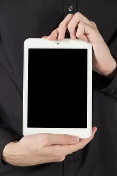 Man show blank tablet Stock Photos