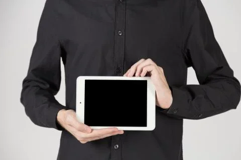 Man show blank tablet Stock Photos