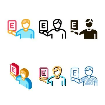 Man show letter icon vector styleset outline Illustrazione stock