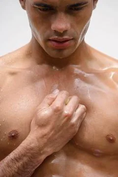 Man in shower Stock Photos