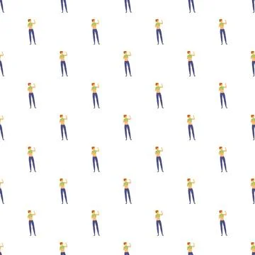 Man showing arm muscles creating a repeating pattern Stock Illustration