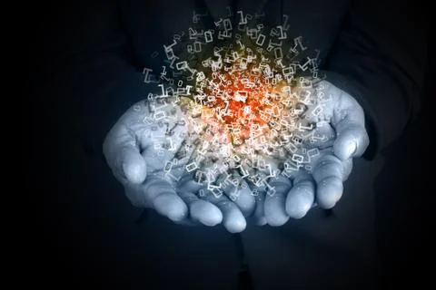 Man showing the binary digits 스톡 일러스트