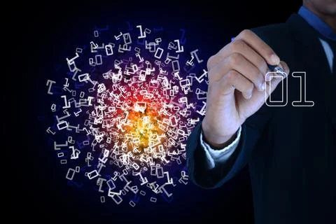 Man showing the binary digits Stockillustratie