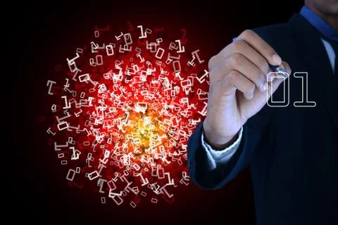 Man showing the binary digits イラスト素材