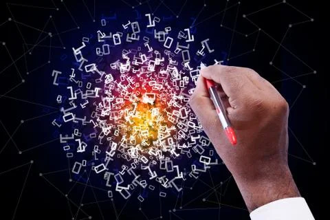 Man showing the binary digits イラスト素材