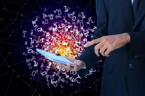 Man showing the binary digits イラスト素材