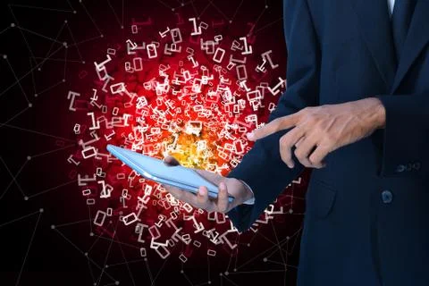 Man showing the binary digits Illustrazione stock