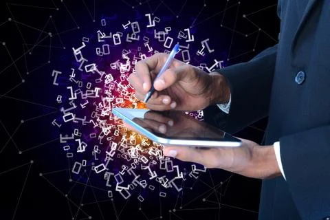 Man showing the binary digits Stockillustratie