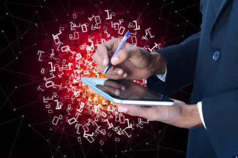 Man showing the binary digits イラスト素材