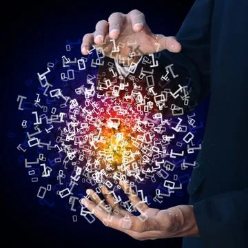 Man showing the binary digits Stock Illustration