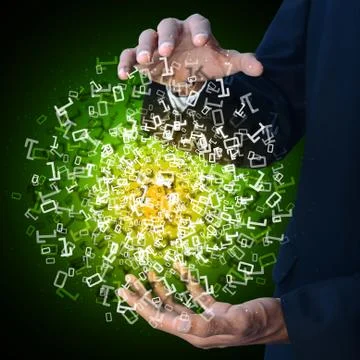 Man showing the binary digits Illustrazione stock