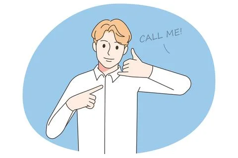 Man showing call me hand gesture Stock Illustration