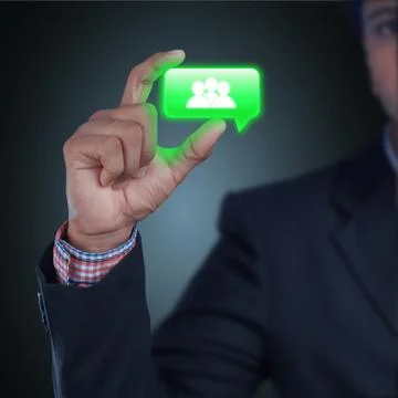 Man showing chat bubble Illustrazione stock