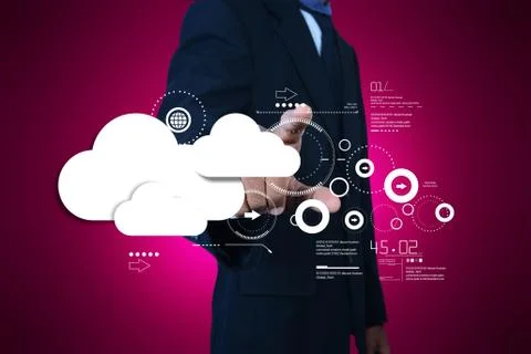 Man showing cloud technology Stock Illustration