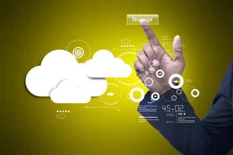 Man showing cloud technology Stock Illustration