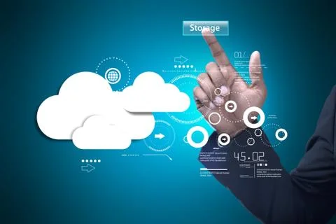 Man showing cloud technology Stock Illustration