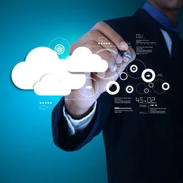 Man showing cloud technology Stock Illustration