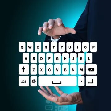 Man showing computer keys 스톡 일러스트