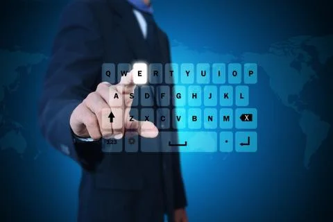 Man showing computer keys Illustrazione stock