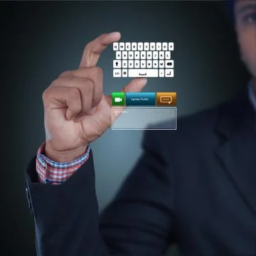 Man showing computer keys Illustrazione stock
