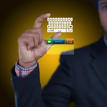Man showing computer keys Stockillustratie