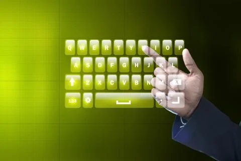 Man showing computer keys Illustrazione stock
