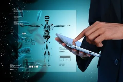 Man showing digital tablet Stock Illustration