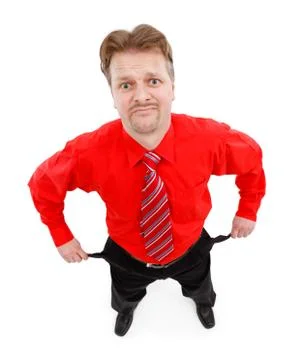 Man showing empty pocket Stock Photos
