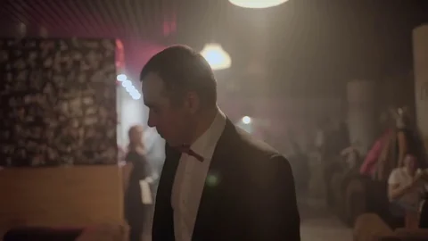 Man showing focus in cafe close-up Stock Footage 76567218