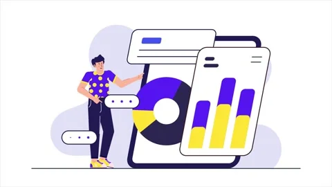 A man showing gadget display featuring charts graphs and data analysis elements Stock Footage 281824575