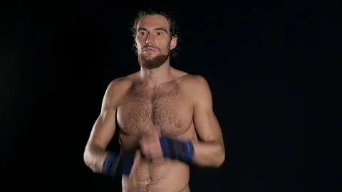 Man showing how he got his six packs. Stock Footage 92201423