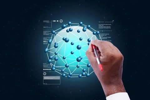 Man showing molecules Stock Illustration