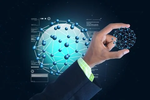 Man showing molecules Illustrazione stock