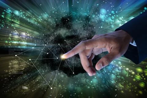 Man showing networking Stock Illustration