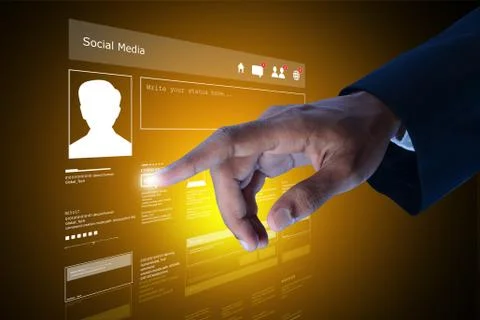 Man showing networking with virtual display Stock Illustration