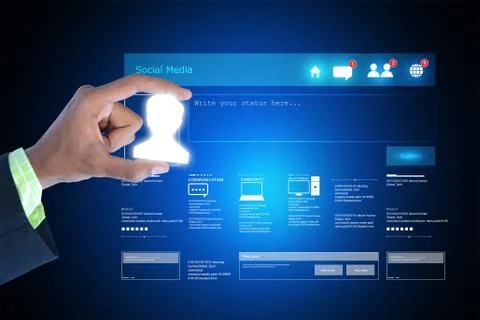 Man showing networking with virtual display Stock Illustration